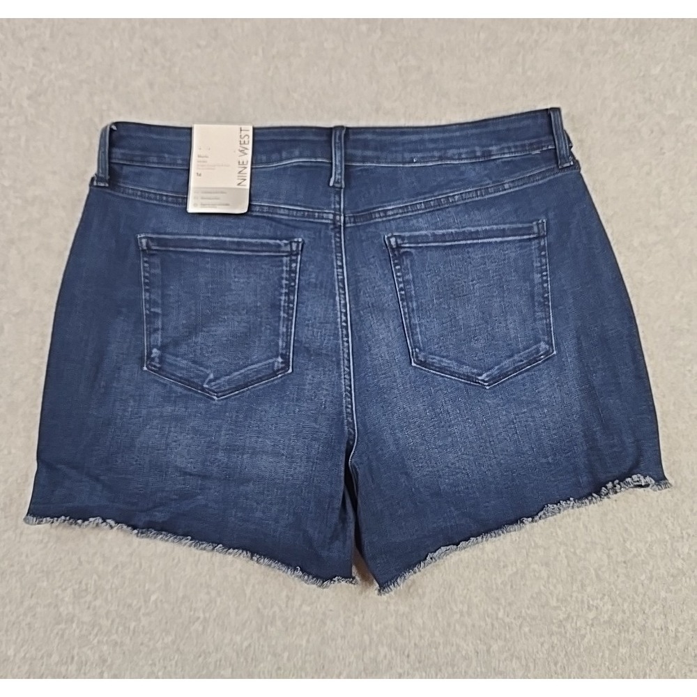 Nine West Womens Size 14 Denim Cut Off Jean Shorts Dark Blue NWT - Picture 3 of 8
